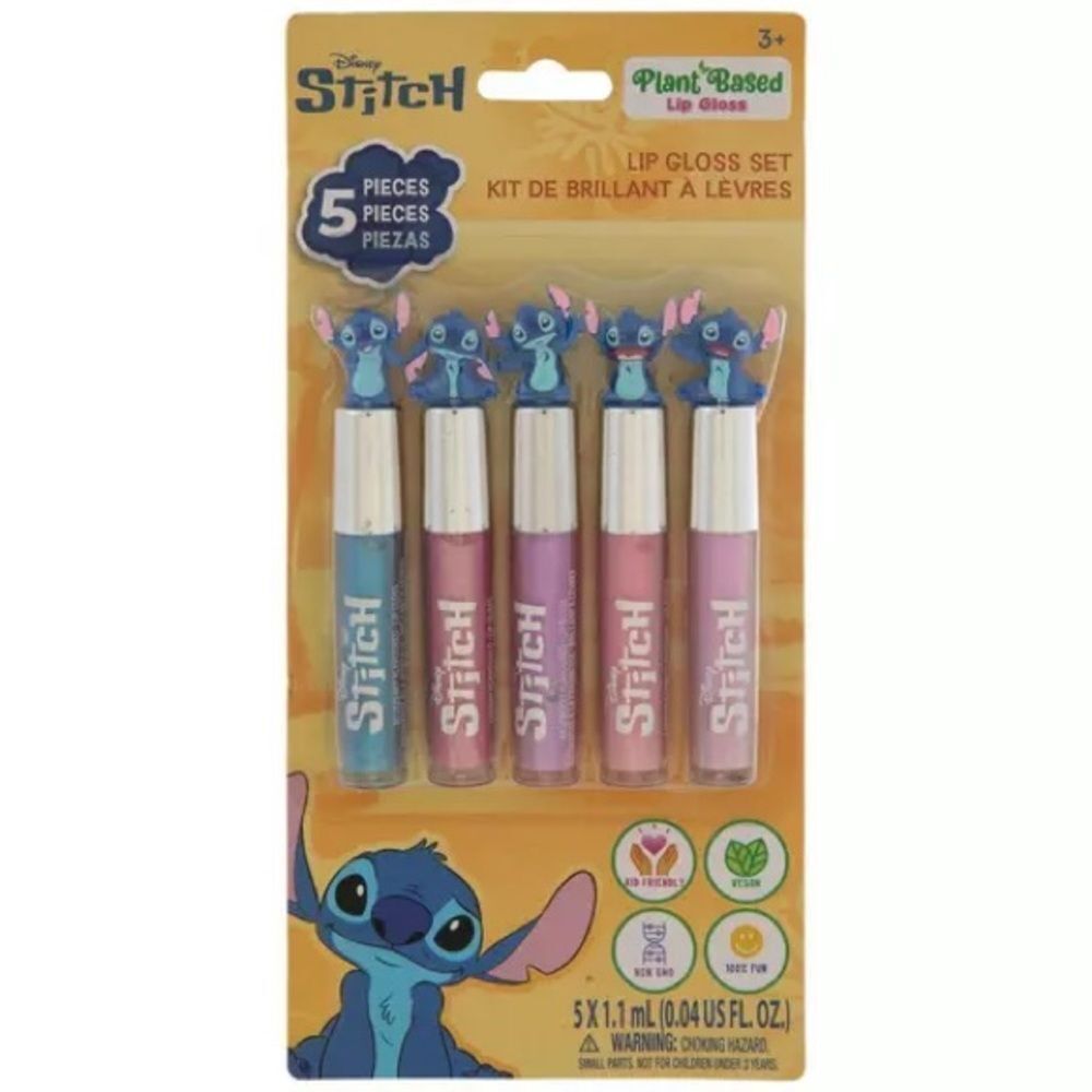 New Disney Stitch Lip Gloss Set 5 pc